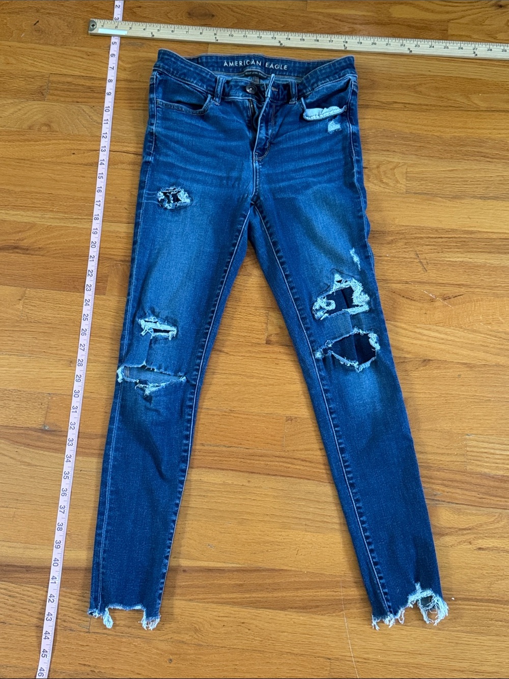 American Eagle Outfitters Dark Blue Ripped Jeggings Size 8